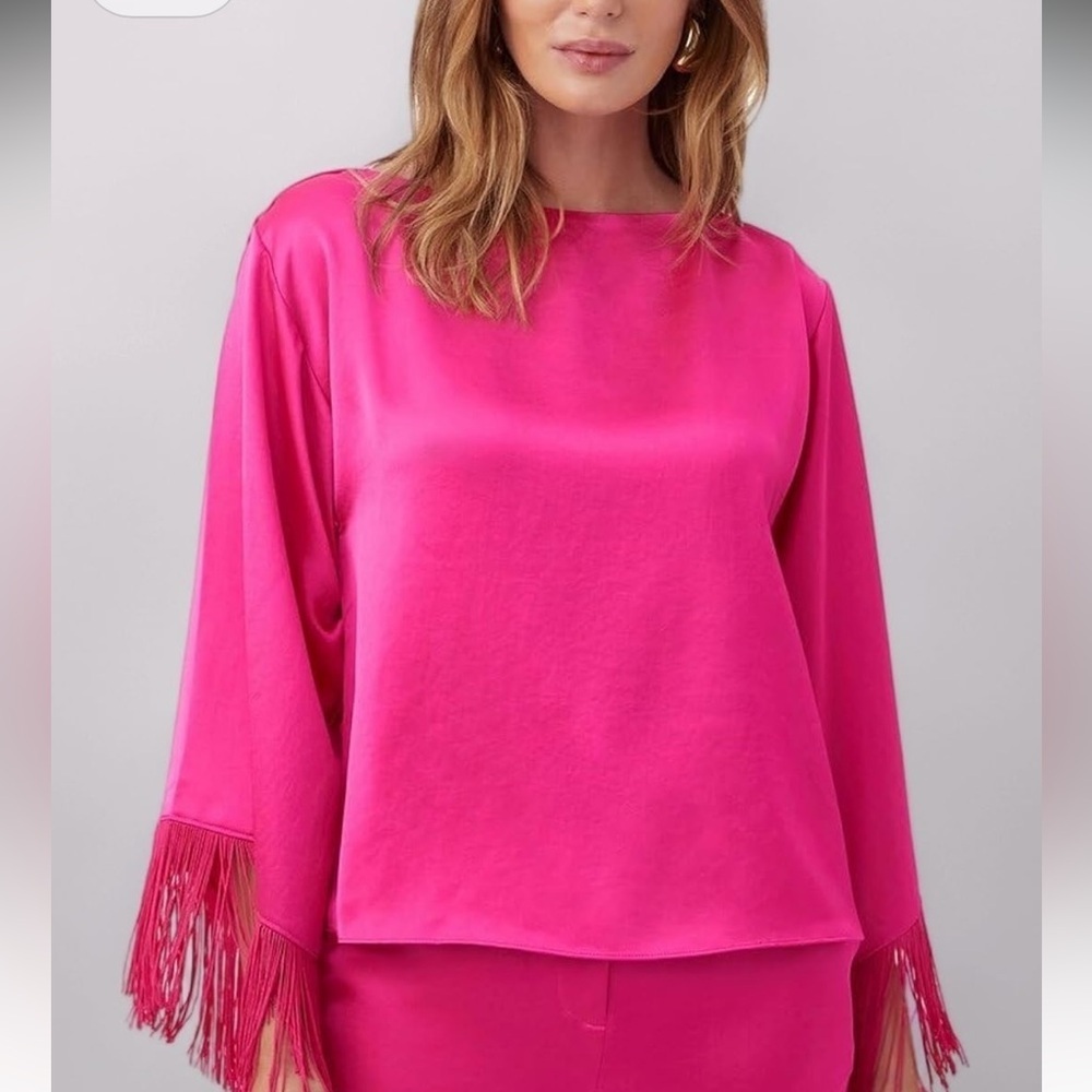 Trina Turk Vibrant Pink Fringe Blouse